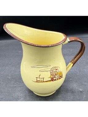 Vintage Monterrey Western Ware Creamer Cowboy Enamelware Mexico 1950s